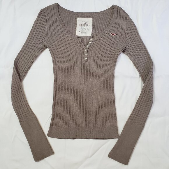 Hollister Tops Y2k Hollister Henley Scoop Neck Knit Sweater Top